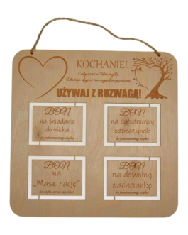 Tablica z bonami prezent walentynkowy