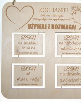 Tablica z bonami prezent walentynkowy