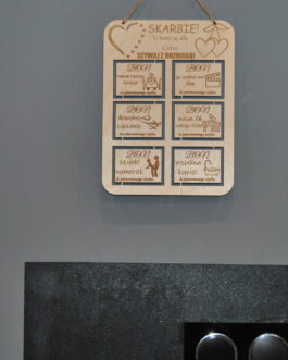 Tablica z bonami prezent walentynkowy 6 bonów