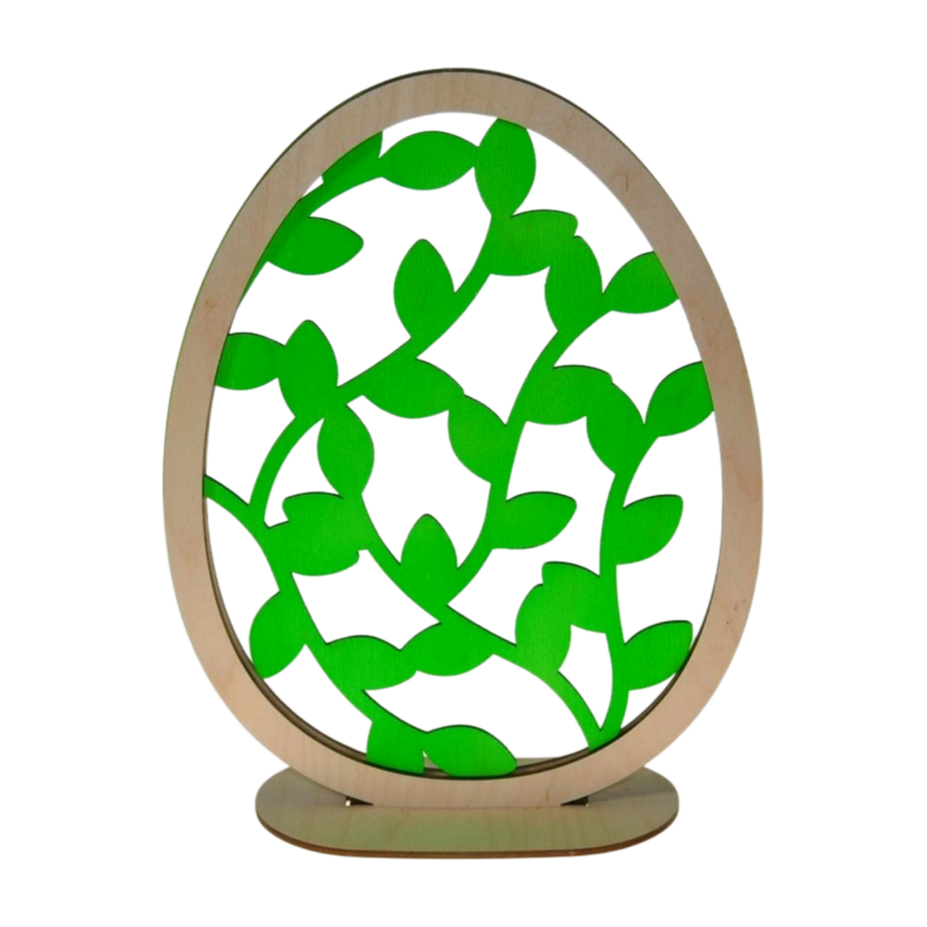 Jajko ażurowe z liśćmi 3D zielone