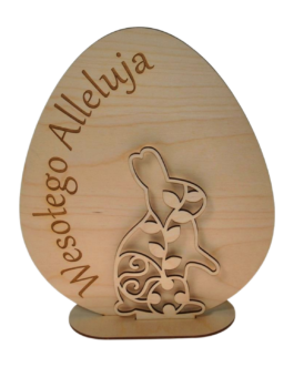 Jajko stojące z zającem Wesołego Alleluja